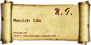 Menich Ida névjegykártya